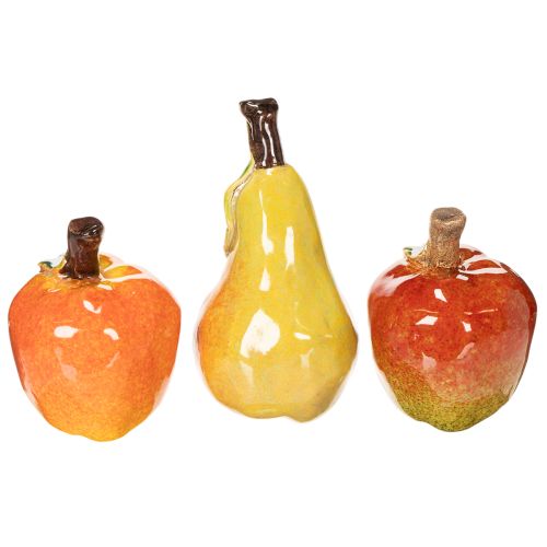 Künstliches Obst Set Keramik Apfel Birne 12cm 3-teilig handbemalt | Floristik21.de