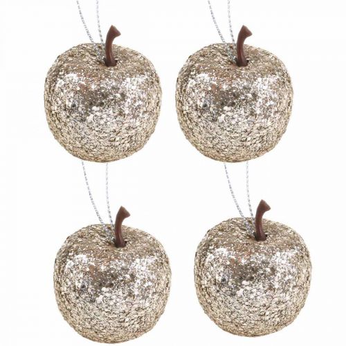 Floristik21 Deko Mini Apfel Glitter Champagner Baumschmuck Ø3,5cm 24St