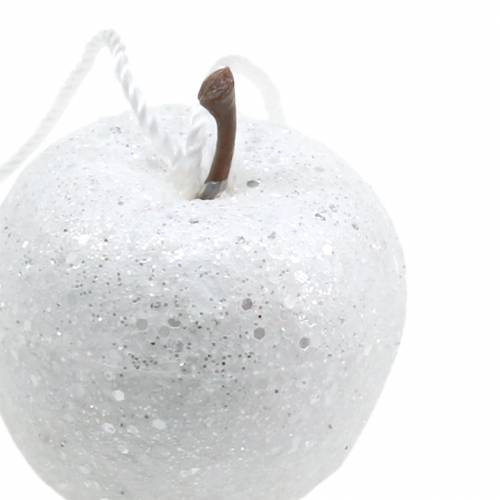 Floristik21 Deko Mini Apfel Glitter Weiß Christbaumschmuck Ø3,5cm 24 St