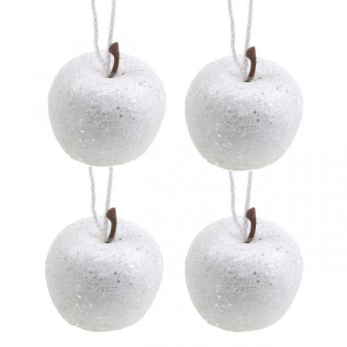 Floristik21 Deko Mini Apfel Glitter Weiß Christbaumschmuck Ø3,5cm 24 St