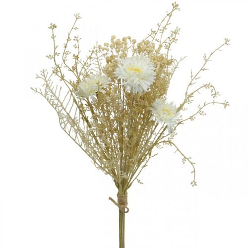 Floristik21 Blumenstrauß künstlich Astern und Schleierkraut Beige, Weiß 43cm