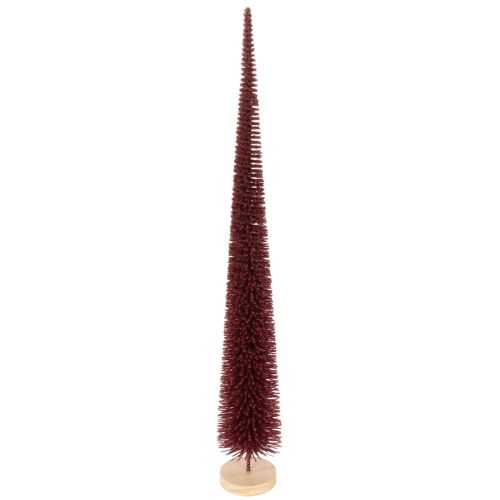 Deko Tannenbaum schlank aus Draht und Kunststoff 60cm auf Holzsockel rot