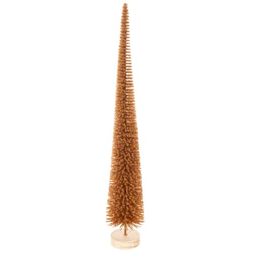 Dekobaum aus Kunststoff schlank mit Holzfuß 40 cm Senfgelb 3er-Set