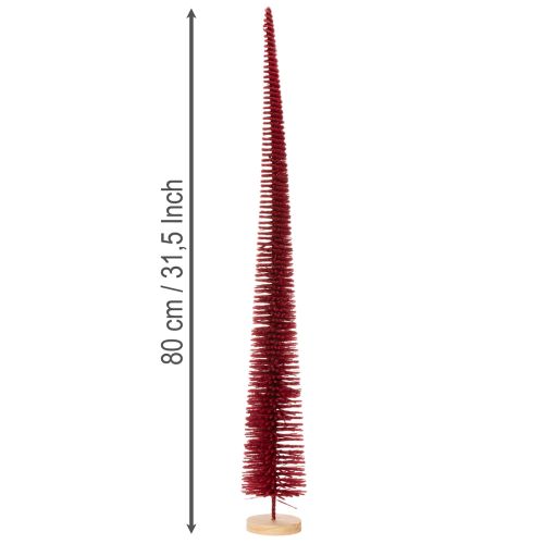Deko Tannenbaum schlank auf Holzfuß 80cm rot | Floristik21.de
