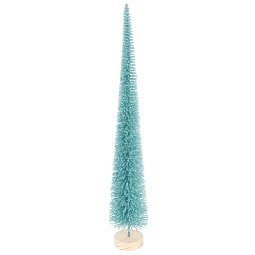 Tannenbaum Kunstbaum schlank mit Holzfuß 40cm türkis