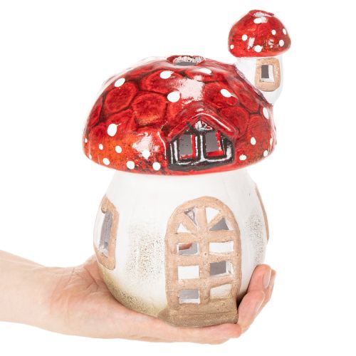 Deko-Pilzhaus Keramik handbemalt, 21cm, Rot-Weiß, Innenbereich | Floristik21.de