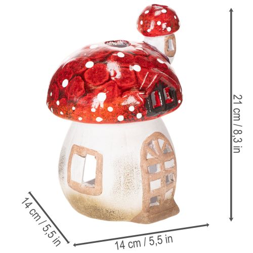 Deko-Pilzhaus Keramik handbemalt, 21cm, Rot-Weiß, Innenbereich | Floristik21.de