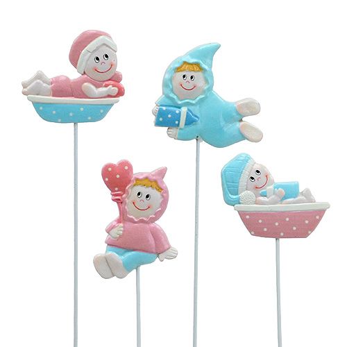 Artikel Babydeko Stecker Rosa, Blau 5cm L25cm 4St