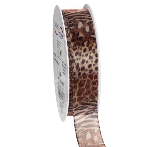 Dekoband Polyester Animal Print 25mm x 20m mit Leopardenmuster
