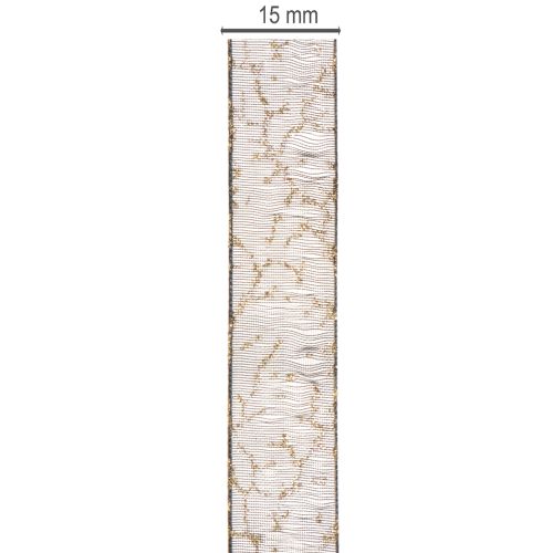 Dekoband Organzaband Schwarz Gold 15mm 20m Tischdekoration | Floristik21.de