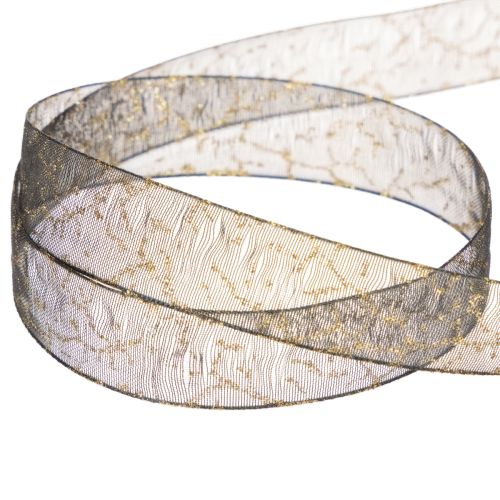 Dekoband Organzaband Schwarz Gold 15mm 20m Tischdekoration | Floristik21.de