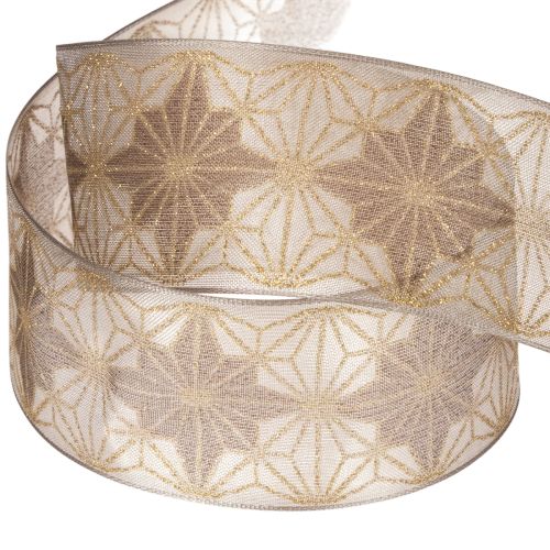 Dekoband Polyester Geschenkband Sterne 40mm x 20m Gold Braun Innenbereich | Floristik21.de