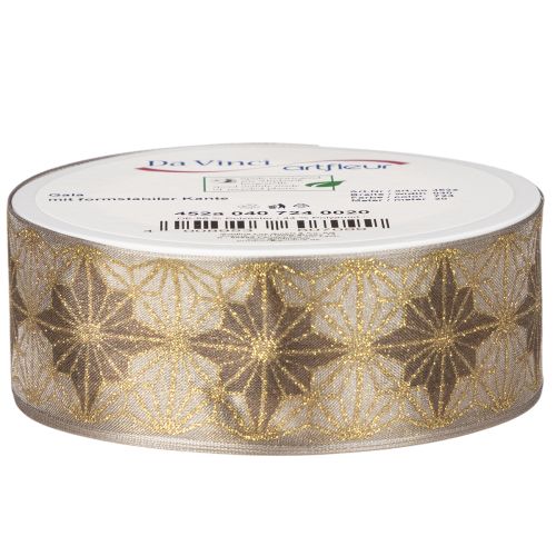Dekoband Polyester Geschenkband Sterne 40mm x 20m Gold Braun Innenbereich | Floristik21.de