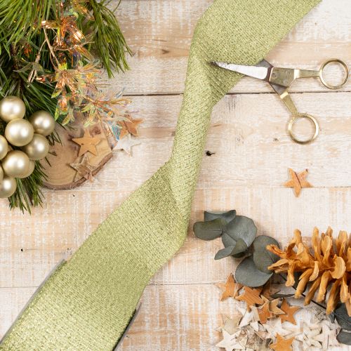 Dekoband Polyester Glittergewebe 55mm 15m Hellgrün für Geschenkverpackungen und Dekoration | Floristik21.de