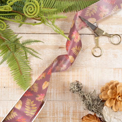 Dekoband Polyester Herbstlaub 40mm x 15m Lila Mehrfarbig Innenbereich | Floristik21.de