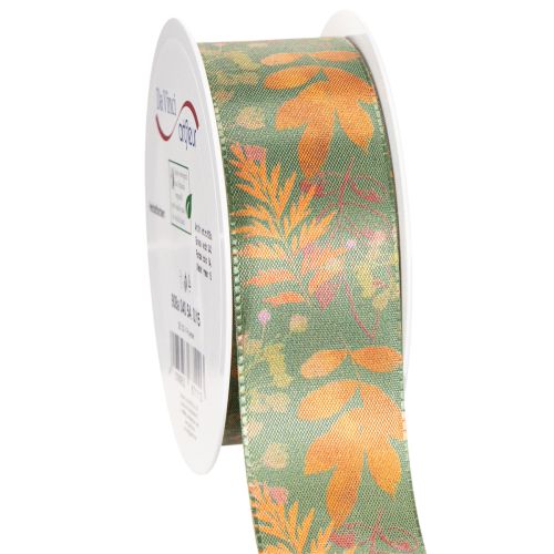 Dekoband Kunstseide Blattmotiv Herbstfarben 40mm x 15m
