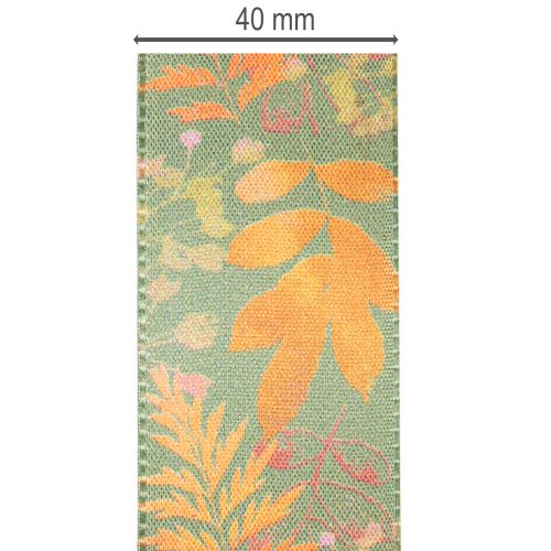Dekoband Kunstseide Blattmotiv Herbstfarben 40mm x 15m | Floristik21.de