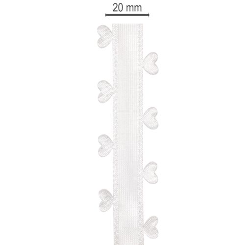 Dekoband aus Polyester 20mm 15m Weiß mit Herzmotiv | Floristik21.de