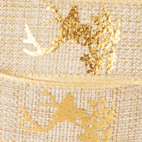 Dekoband Polyester Hirschmotiv 15mm x 15m Gold Braun Innenbereich | Floristik21.de