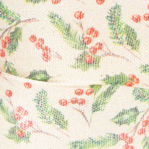 Dekoband Polyester Beige Stechpalmen Beeren 25mm x 18m Innenbereich | Floristik21.de