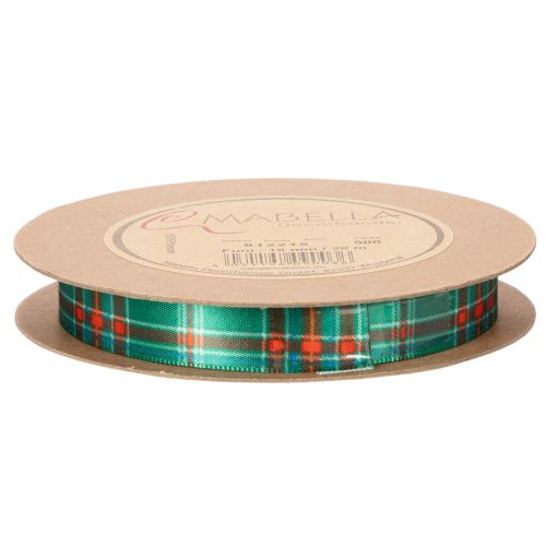 Geschenkband Polyester Karo 15mm x 20m Rot-Grün-Weiß Weihnachtsdekoration | Floristik21.de
