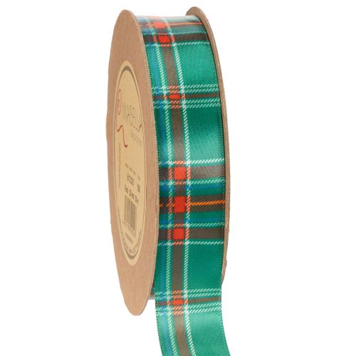 Geschenkband kariert Rot-Grün 25mm x 20m Polyester für Innenbereich