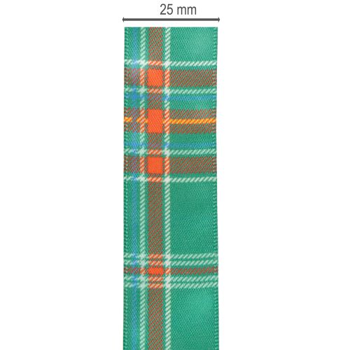 Geschenkband kariert Rot-Grün 25mm x 20m Polyester für Innenbereich | Floristik21.de