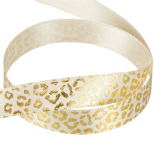 Artikel Leoparden-Muster Seidenband Creme Gold 15mm x 18m für Dekoration & Geschenkverpackungen