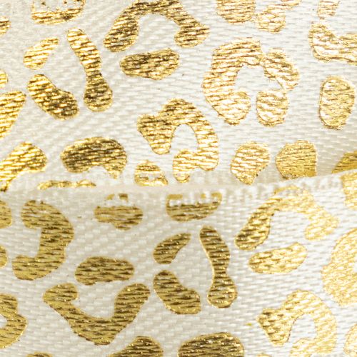 Artikel Leoparden-Muster Seidenband Creme Gold 15mm x 18m für Dekoration & Geschenkverpackungen