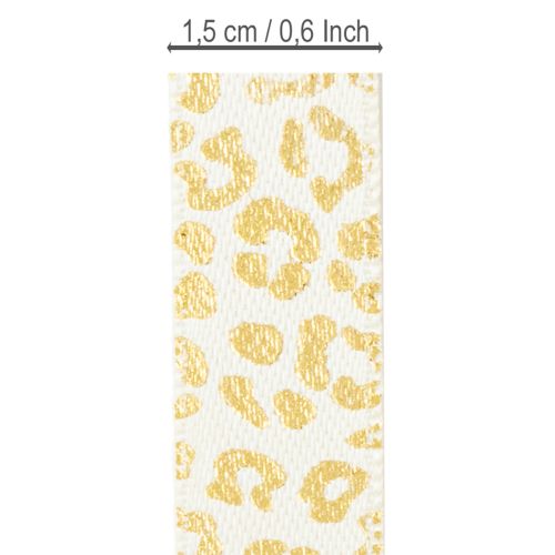 Artikel Leoparden-Muster Seidenband Creme Gold 15mm x 18m für Dekoration & Geschenkverpackungen
