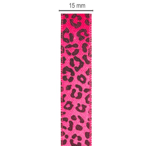 Dekoband Polyester Pink Leopardenmuster 15mm x 18m | Floristik21.de