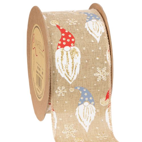 Dekoband Jute-Optik Weihnachtswichtel 60mm x 10m Braun Bunt Innenbereich