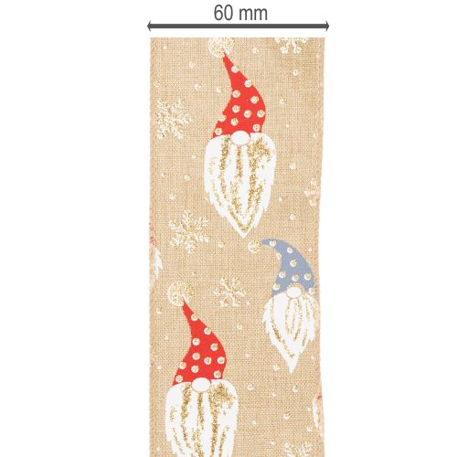 Dekoband Jute-Optik Weihnachtswichtel 60mm x 10m Braun Bunt Innenbereich | Floristik21.de