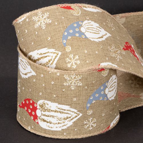 Dekoband Jute-Optik Weihnachtswichtel 60mm x 10m Braun Bunt Innenbereich | Floristik21.de
