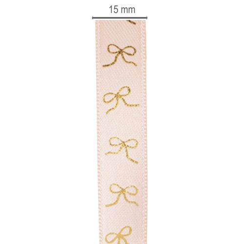 Geschenkband Polyester Rosa Goldene Schleifen 15mm 18m Innenbereich | Floristik21.de