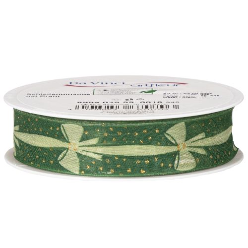 Geschenkband Stoff 25mm x 18m Grün mit Schleifenmuster und Punkten | Floristik21.de