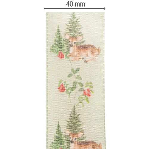 Dekoband Polyester Reh-Motiv Wald Blumen 40mm 15m Innenbereich | Floristik21.de