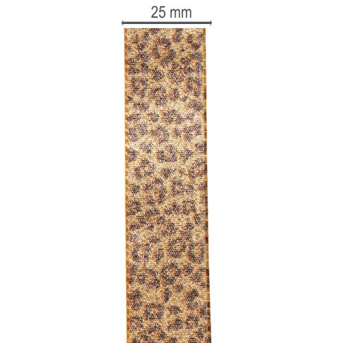 Geschenkband mit Leopard-Muster 25mm x 20m Braun-Gold Kunstseide Innenbereich | Floristik21.de