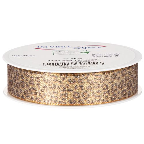 Geschenkband mit Leopard-Muster 25mm x 20m Braun-Gold Kunstseide Innenbereich | Floristik21.de