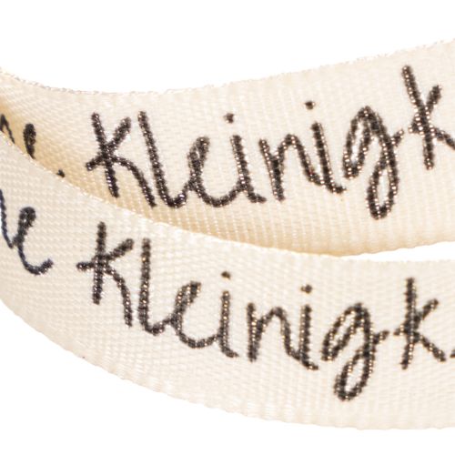 Polyester Geschenkband 15mm x 18m Beige „Eine Kleinigkeit“ | Floristik21.de
