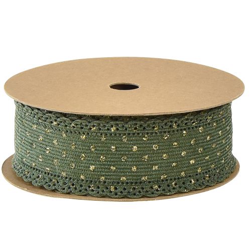 Artikel Geschenkband Grünes Band Punkte und Spitze 38mm 10mm