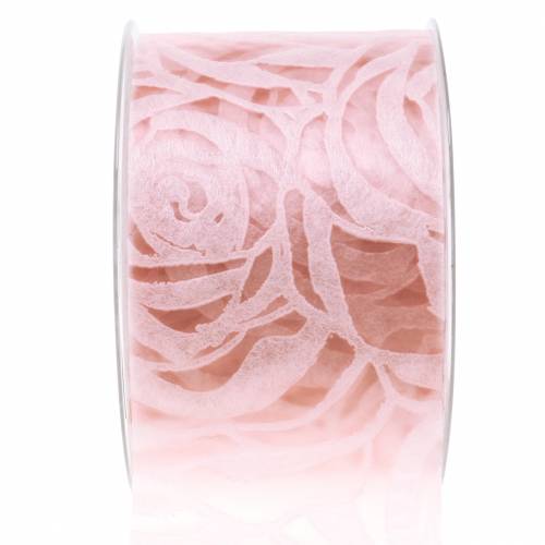 Floristik21 Dekoband Rosen Breit Rosa 63mm 20m