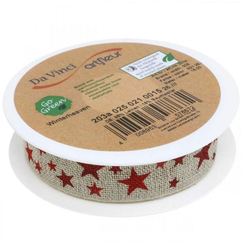 Floristik21 Geschenkband Schleifenband mit Sternen Weiß Rot 25mm 15m