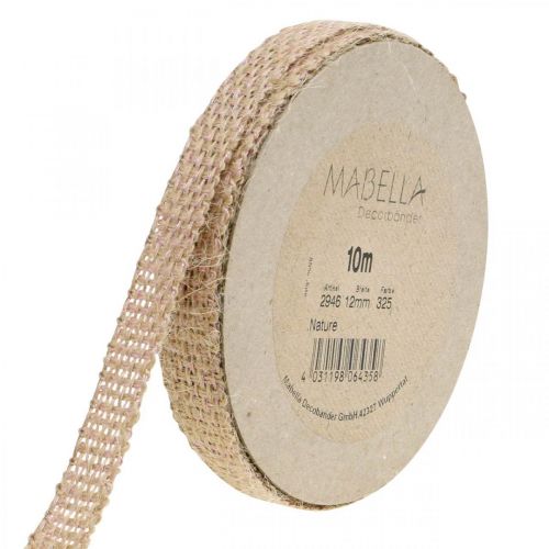 Floristik21 Dekoband Jute Rosa, Natur 12mm Juteband zum Dekorieren 10m