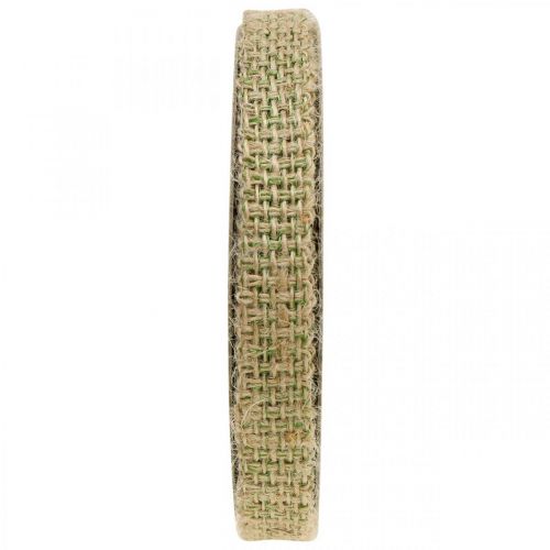 Dekoband Jute Grün, Natur 12mm Buntes Juteband Jutedeko 10m