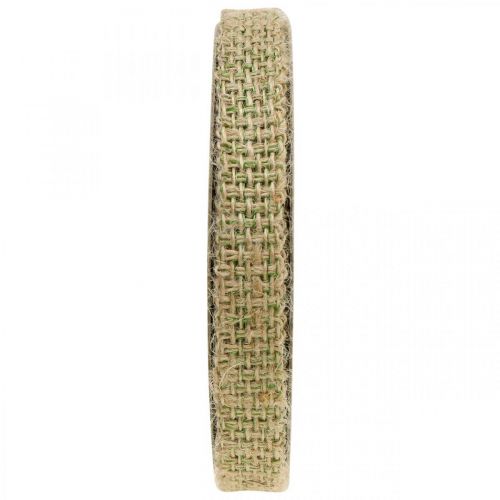 Floristik21 Dekoband Jute Grün, Natur 12mm Buntes Juteband Jutedeko 10m