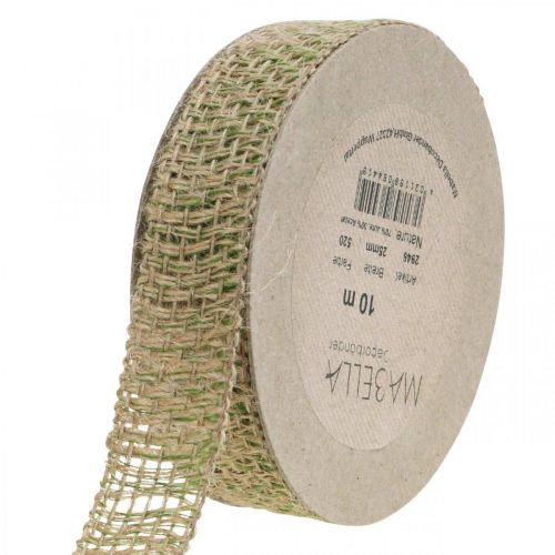 Artikel Dekoband Jute Grün, Natur 25mm Juteband zum Dekorieren 10m