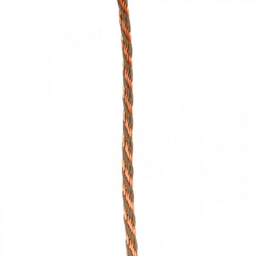 Kordel, Dekoband, Schmuckkordel Kupferfarben-Naturfarben L20m Ø4cm