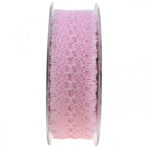 Floristik21 Spitzenband, Geschenkdeko, Hochzeit, Tischschmuck Rosa B35mm L20m