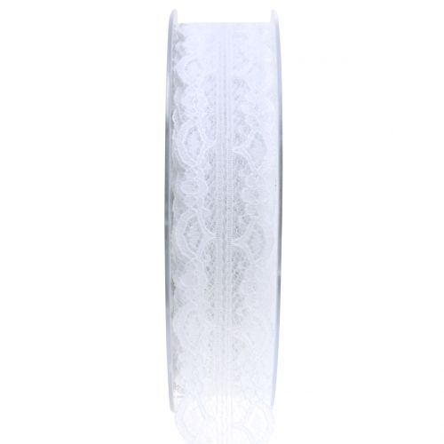 Floristik21 Spitzenband mit Wellenrand Weiß 25mm 20m